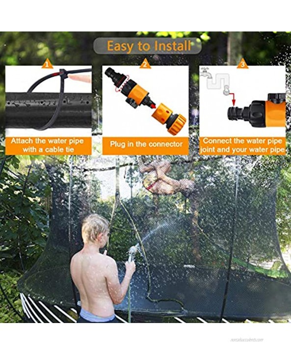 PQWQP Trampoline Sprinkler for Kids Fun Summer Outdoor Water Play Sprinkler for Trampoline Waterpark Outdoor Water Games Yard Toys Sprinklers Backyard Water Park for Boys Girls Adults 39.3ft