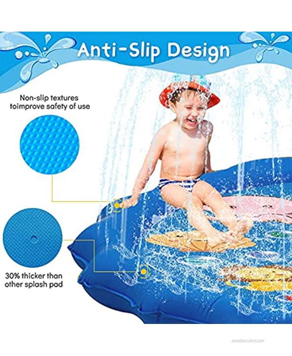 QDH Splash Pad Sprinklers for Kids Dogs 68'' Splash Play Mat Summer Outdoor Water Toys for Toddlers Baby Wading Pools Outside Backyard Kids Sprinkler