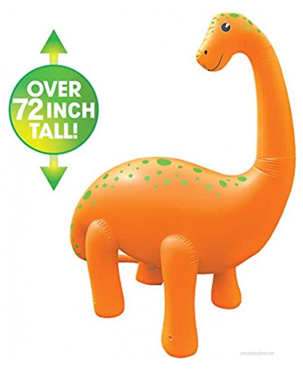 Splash Buddies Sprinklers for Yard – Inflatable Sprinkler for Kids – Easy and Quick Inflation – Requires Hose Attachment – Perfect for Summertime Outdoor Play Orange Dinosaur