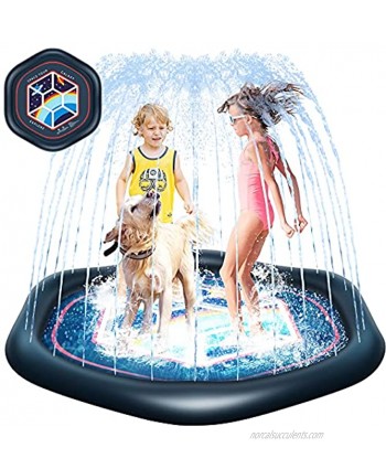 Splash Pad 68" Sprinkler Splash Pad for Kids Toddlers Wading Shallow Pool for Learning Summer Outdoor Water Toys Sprinkler Play Mat Outside Backyard Pool Party for Babies Boys Girls Dogs Ages 3-12