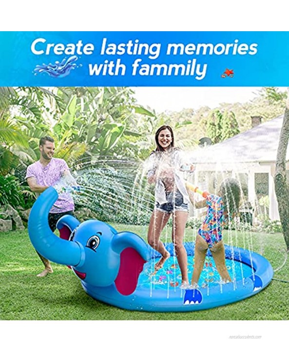 Splash Pad 82 Outside Sprinkler Play Mat for Kids 3 in 1 Inflatable Elephant Summer Outdoor Baby Swimming Pool Extra Large Wading Pool Fun Water Toys for Girls and Boys