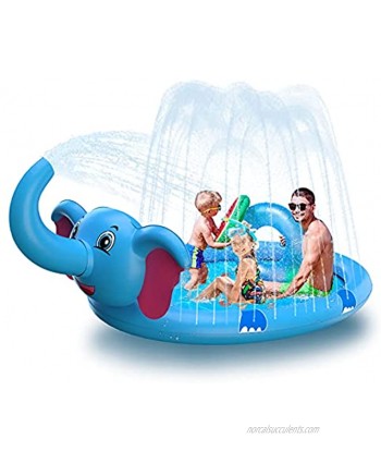 Splash Pad 82" Outside Sprinkler Play Mat for Kids 3 in 1 Inflatable Elephant Summer Outdoor Baby Swimming Pool Extra Large Wading Pool Fun Water Toys for Girls and Boys