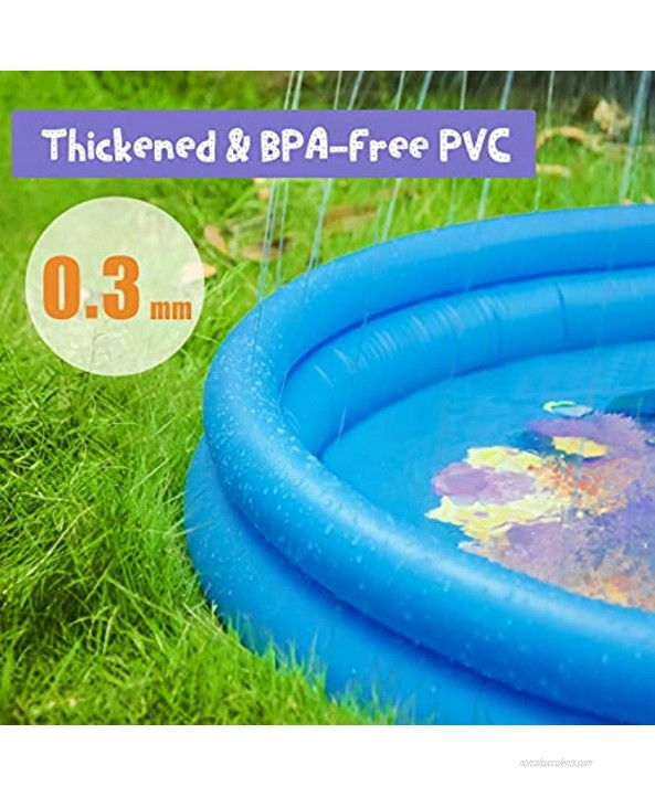 Splash Pad for Kids -Combination of Shallow Kids Pool and Sprinkler with 25% Thickened Material Wading Pool