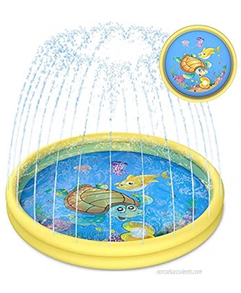 Splash Pad Kaome Sprinkler for Kids Sprinkler Pool Inflatable Wading Pool with Large Water Storage Capacity Upgraded 68'' Thickened Splash Mat Pad for Toddlers Boys Girls
