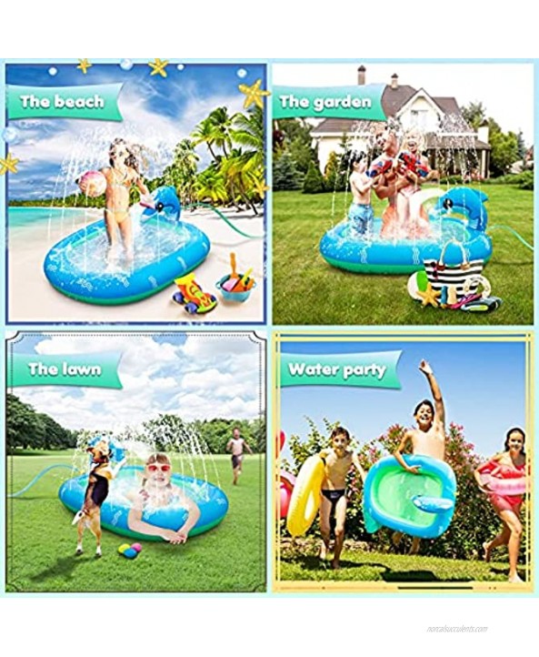 Splash Pad Kids Inflatable Sprinkler Pool Splash Mat Swimming Wading Kiddie Pool Summer Outdoor Water Toys Sprinkler Pad for Toddlers Baby Boys Girls Age 3+ Pets Dogs