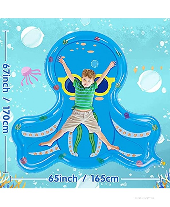 Splash Pad Sprinkler for Kids Toddlers,67 Octopus Kiddie Baby Swimming Pool Outdoor Water Toys Inflatable Splash Pad Summer Sprinkler Pool for Boys Girls Ages 3-8