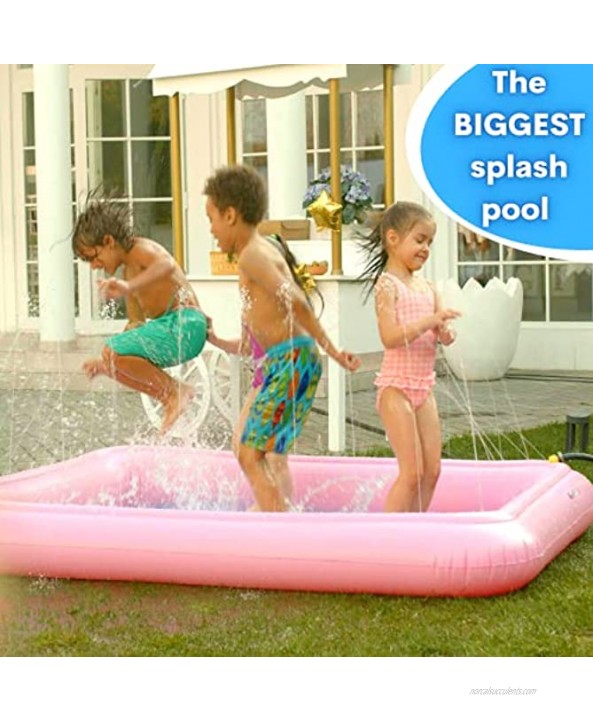 Splashie XXL Splash Pool 82 Inflatable Sprinkler Pad for Kids Toddlers Girls Boys Dogs Splash Play Mat for Outdoor Yard Fun Water Toys Summer Outdoor Activities Children Ages 2-12 Blue