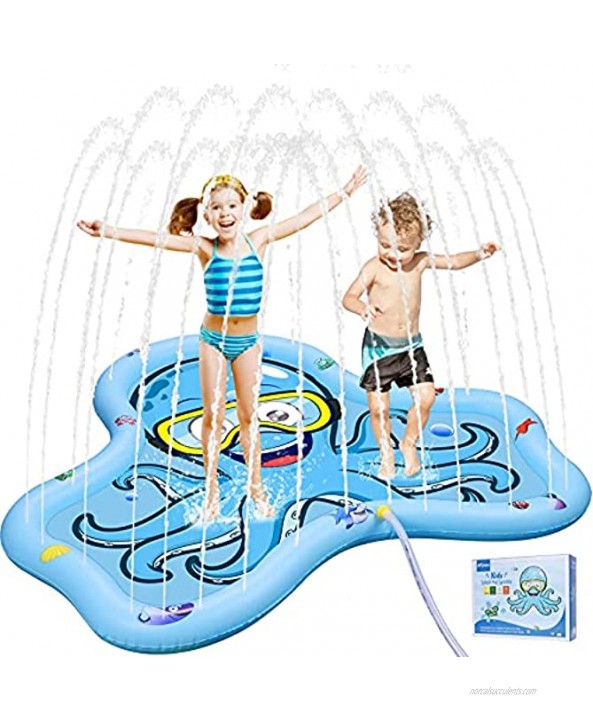 Sprinkler for Kids 70 Large Size Non-Slip Sprinkler & Splash Play Pad Mat Water Toys Inflatable Splash Pad Sprinkle Pool Outdoor Summer Party Water Fun for Children Youth Kids Boys Girls Sky Blue