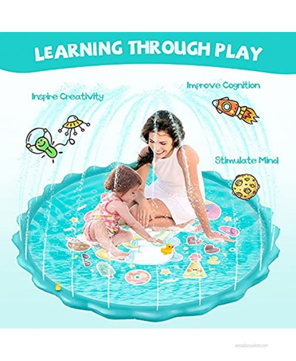 Sprinkler for Kids 79 '' Inflatable Splash Pad Outdoor Toy Water Pool for Summer Fun Game Learning Party for Girls ,Boys Toddlers Teens Adults and Pets Activities