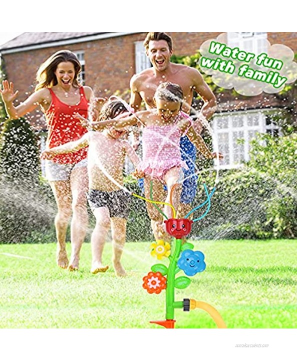 Sprinkler for Kids Flower Splash Spray Outdoor Water Toys Lawn Garden Yard Backyard Spinning Sprinklers Outside Toddlers Kids Toys Age 3 4 5 6 7 8 3-10 8-12 Year Old Boys Girls Summer Party Games