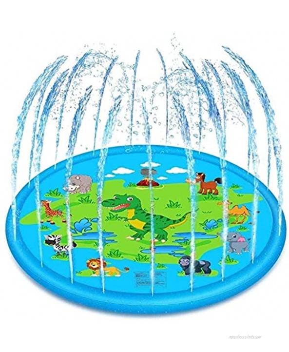 Sprinkler for Kids Splash Play Mat 67x67inch Outside Outdoor Summer Water Toys for 1-12 Years Old Wading Learning Pad Swimming Party Favors Gift for Children Toddlers Boys Girls Dinosaur Green