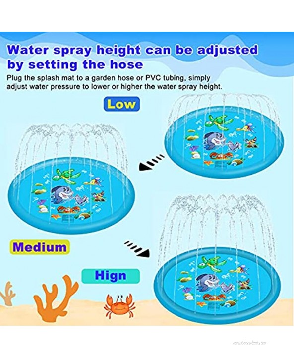 Tcvents Splash Pad for Kids Toddlers Upgraded 68'' Sprinkler Mat Inflatable Water Toys Outdoor Play & Game Summer Party Gifts Children’s Backyard Sprinkler Wading Swimming Pool-Ocean