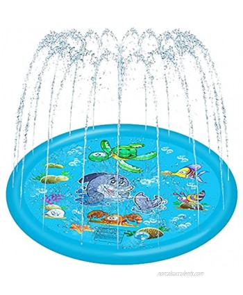 Tcvents Splash Pad for Kids Toddlers Upgraded 68'' Sprinkler Mat Inflatable Water Toys Outdoor Play & Game Summer Party Gifts Children’s Backyard Sprinkler Wading Swimming Pool-Ocean
