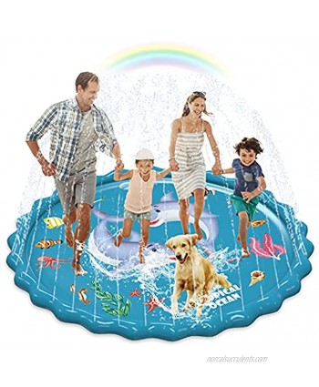 Toffos Splash Pad for Kids Size 68'' Sprinkler Summer Outdoor Water Mat Toys Wading Swimming Pool Backyard Fountain Play Mat for for Boys & Girls Ages 3 12 Year Old