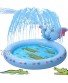 TriMagic Inflatable Sprinkler Pool for Babies and Toddlers 65x65x8 Inch Splash Pool for Kids Boys Girls Outdoor Backyard Water Play Elephant Crocodile Themed Summer Water Toys Kiddie Wading Pool