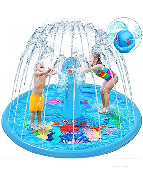 VATOS Sprinkler Splash Pad for Kids Toddlers 67 Kiddie Pool UFO Outdoor Inflatable Water Play Mat Toys for 1-12 Year Old Girls Boys | Rotating Water Spray Column Fun Garden Summer Toys