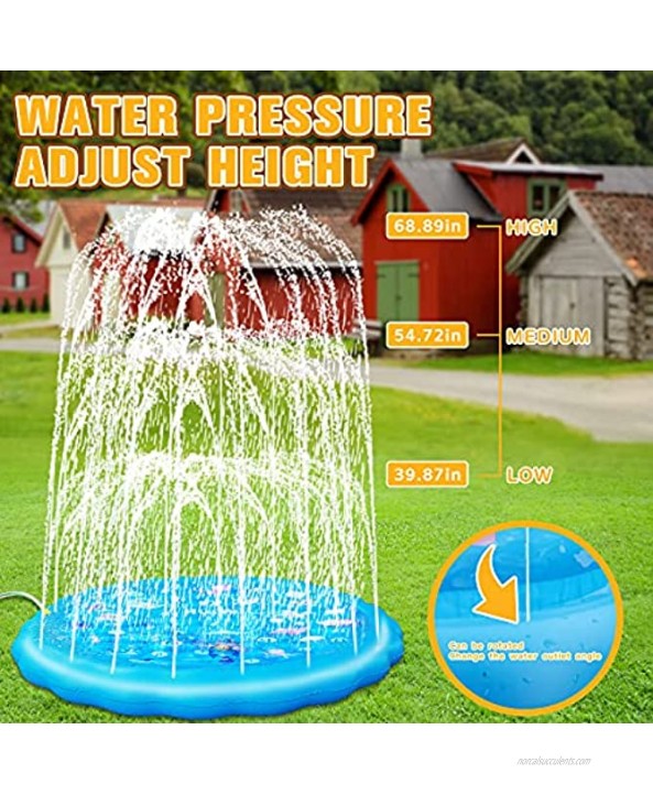 WTOR Sprinkler Pad for Kids Splash Pad Inflatable Non-Slip Bubble 68 Water Play Summer Outdoor Outside Backyard Toys Kiddie Wading Swimming Shallow Pool for Kids Toddlers Boys Girls