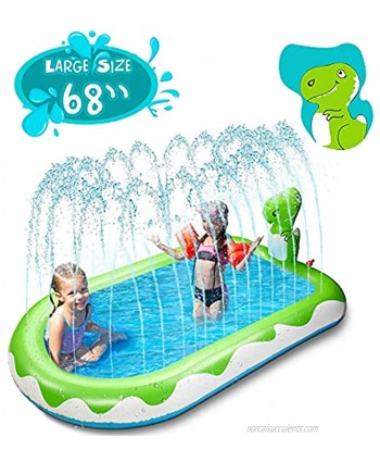 X TOYZ Inflatable Sprinkler Pool for Kids Large 68" 3 in 1 Dinosaur Splash Water Playing Pad Kiddie Pool Spray Pad Swimming Pool Summer Water Toys for Outdoor Backyard Large