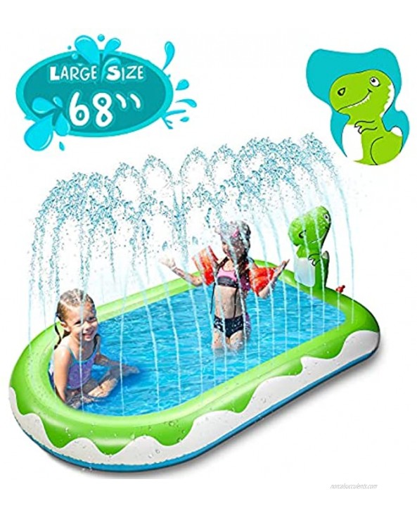 X TOYZ Inflatable Sprinkler Pool for Kids Large 68 3 in 1 Dinosaur Splash Water Playing Pad Kiddie Pool Spray Pad Swimming Pool Summer Water Toys for Outdoor Backyard Large