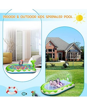 ZREE Inflatable Sprinkler Pool for Kids Outdoor Play Large 68" Dinosaur Spray Baby Splash Pad for Outside Swimming Kiddie Pool with Sprinklers for Yard in Summer Water Toys for Toddler 1-8 Boys Girls