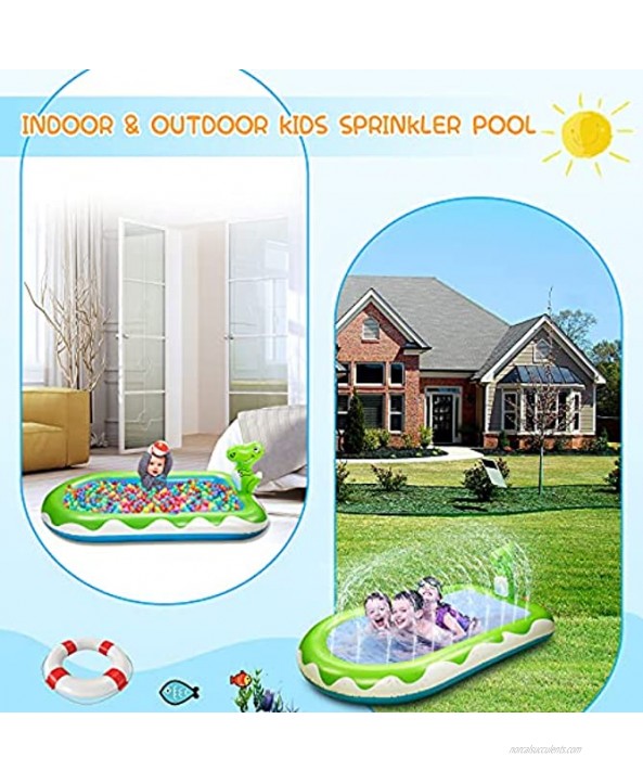 ZREE Inflatable Sprinkler Pool for Kids Outdoor Play Large 68 Dinosaur Spray Baby Splash Pad for Outside Swimming Kiddie Pool with Sprinklers for Yard in Summer Water Toys for Toddler 1-8 Boys Girls