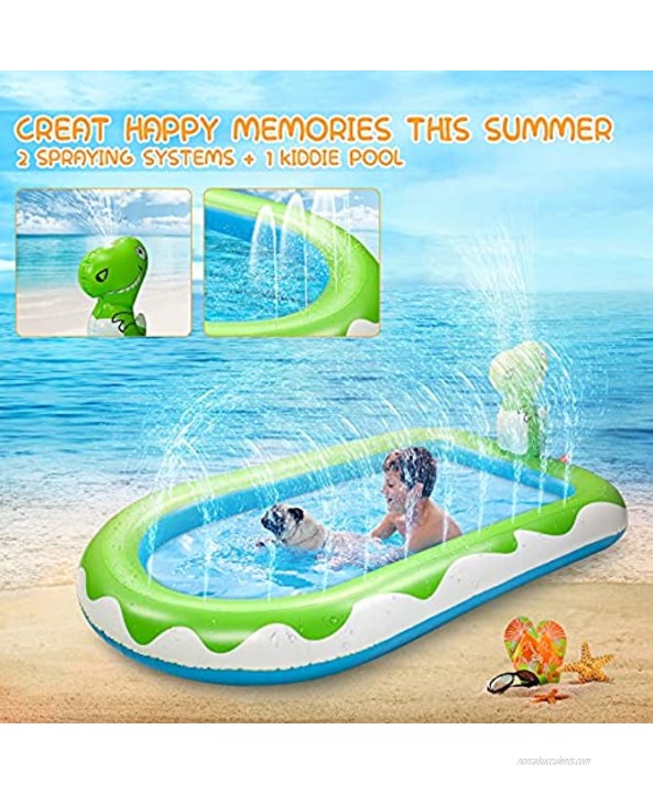 ZREE Inflatable Sprinkler Pool for Kids Outdoor Play Large 68 Dinosaur Spray Baby Splash Pad for Outside Swimming Kiddie Pool with Sprinklers for Yard in Summer Water Toys for Toddler 1-8 Boys Girls