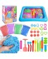 3 otters 37 PCS Play Sand Set for Kids 4.4Pounds Magic Sand in 4 Colors Play Sand Molds with 1 Sand Tray for Age 3 4 5 6 7 and up Boys and Girls