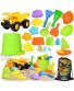 3 otters Beach Toy Set 28 PCS Sand Toys for Toddlers Beach Truck Kids Beach Toys Bucket with Sifter Shovel Rake Castle Sand Molds