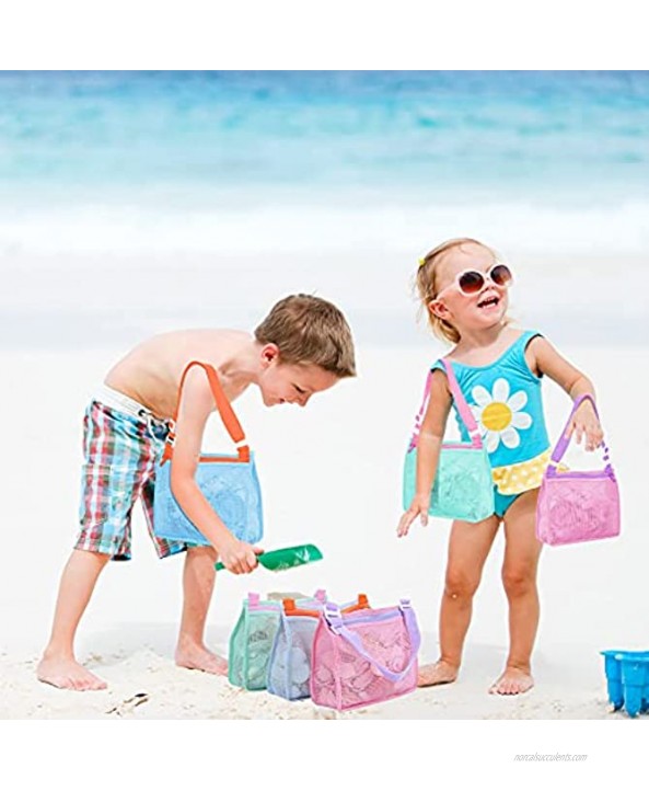 3PCS,Beach Toy Beach Mesh Bag Tote Kids Seashell Bag with Zipper for Beach Pool Swimming Accessories Bags for Boys and Girls,Holding Beach Shell ,ToysOnly Bags with 3pcs Flower-Shaped Ornaments