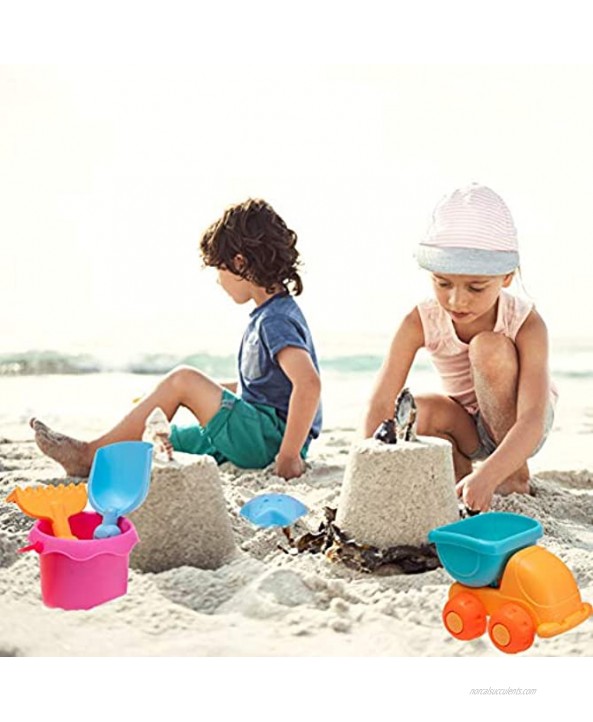 9 PCS Beach Toys Sand Water Wheel Moulds Truck Bucket Beach Shovels Rakes Tool Kit for Toddlers Kids Outdoor Play