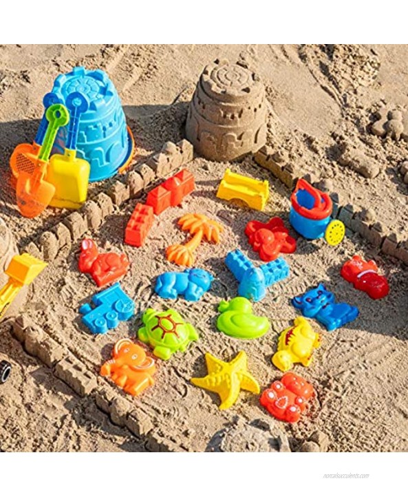 Ayukawa 23 Pcs Beach Sand Toys ,Castle,Excavator,Watering can Mold Shovel,Outdoor Tool Kit for Kids Toddlers