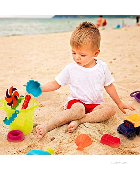 B. toys – B. Ready Beach Bag – Beach Tote with Mesh Panel and 11 Funky Sand Toys – Phthalates and BPA Free – 18 m+ Lime Bucket