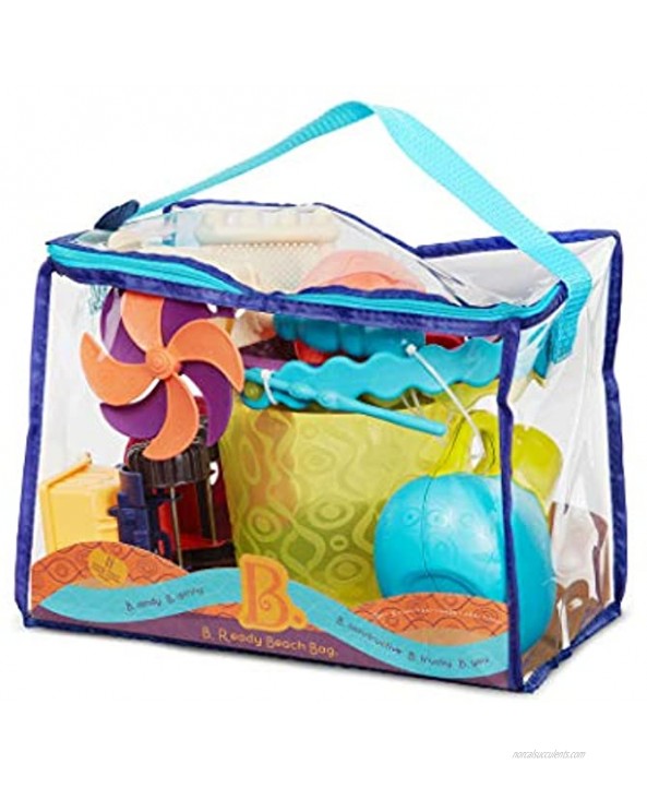 B. toys – B. Ready Beach Bag – Beach Tote with Mesh Panel and 11 Funky Sand Toys – Phthalates and BPA Free – 18 m+ Lime Bucket