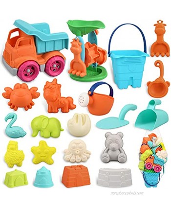 Balnore Beach Toys Sand Toys for Kids Snow Toys 22 Piece Sand Toys Set for Kids with Castle Building Kit Animals Castle Molds Beach Shovel Rake Other Tools Kit