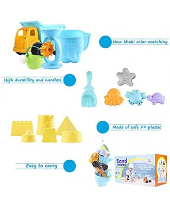 balnore Beach Toys with 20 Pieces Mesh Bag with Pail Car Animals Castle and Other Tools Kit Macaron Sand Play Set for Kids Beach Toys Set Gifts for Boys and Girls