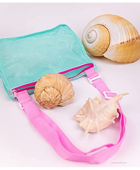 Beach Mesh Bag Seashell Collecting Bag with Adjustable Caring Straps Toys Bags Beach Toy Bags for Boys and Girls Only Bags,A Set of 3