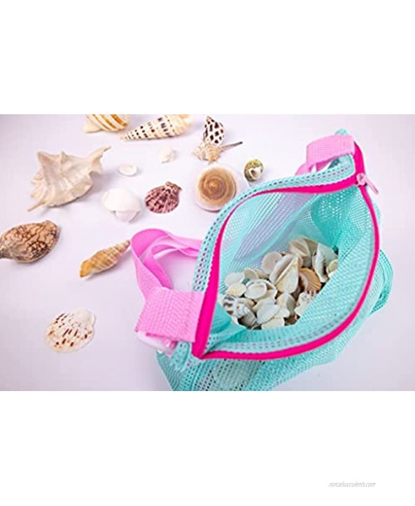 Beach Mesh Bag Seashell Collecting Bag with Adjustable Caring Straps Toys Bags Beach Toy Bags for Boys and Girls Only Bags,A Set of 3