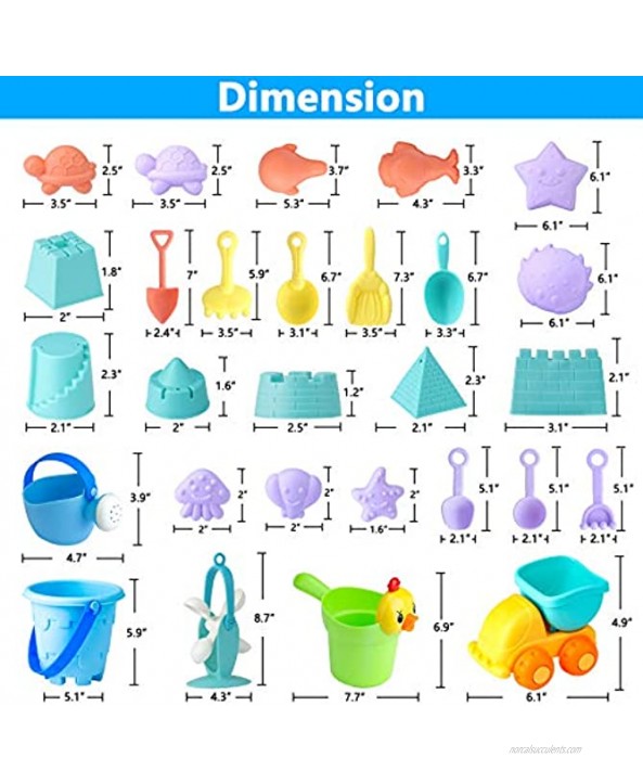 Beach Sand Toys Set for Kids 28Pcs Sand Toys with Mesh Bag Includes Sand Truck Castle Bucket Watering Can Shovel Tool Kit Sand Molds Sandbox Toys Summer Outdoor Beach Toys for Toddlers Gift