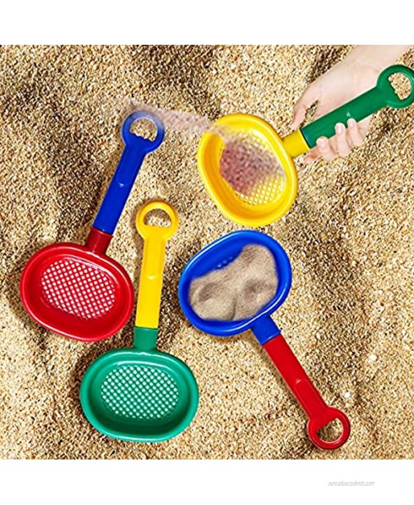 Benefine 4-Piece Beach Tool Set 9.8 Plastic Sand Sifter Shovels for Kids Complete Gift Set Party Bundle