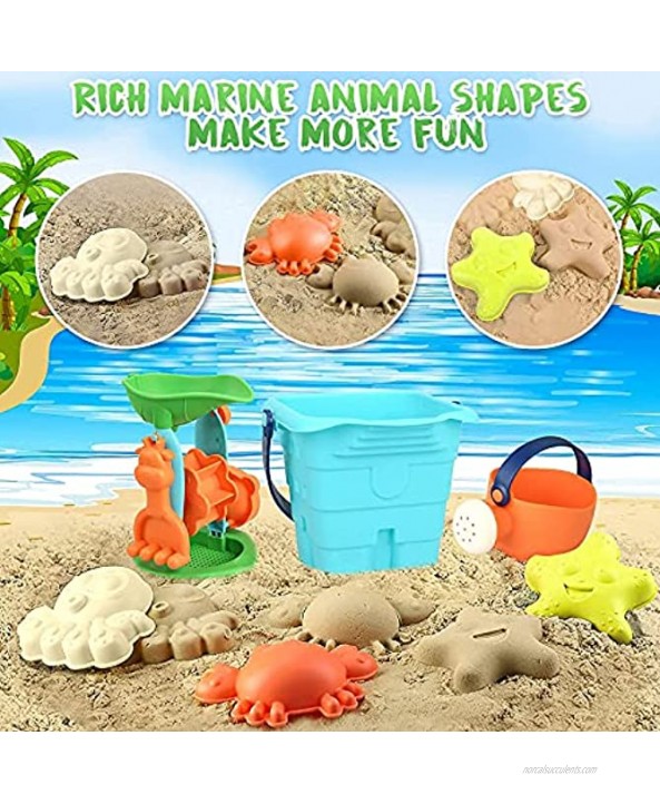 Bloranda Beach Sand Toys 22 Pcs Kids Beach Toys Includes Sand Truck Bucket Castle Building Kit Animals Sand Castle Toys for Beach Kids Summer Outdoor Toys
