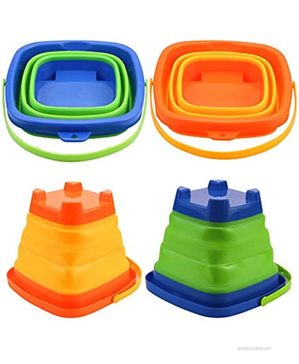 butterfunny 2 Pack 2L Square Foldable Buckets Foldable Silicone Pail Buckets Sand Buckets Silicone Collapsible Bucket for Kids Beach Play Water and Food Jug Dog BowlsYellow and Greeen