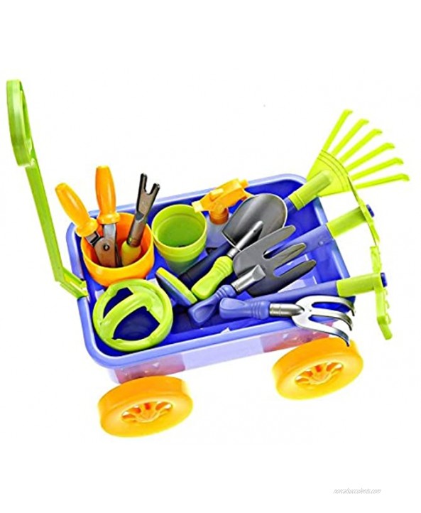 Dimple Garden Wagon & Tools Toy Set Premium 15Piece Gardening Tools & Wagon Toy Set – Sturdy & Durable Top Yd Beach Sand Garden Toy Great for Kids & Toddlers Garden Toy Set Green DC12752