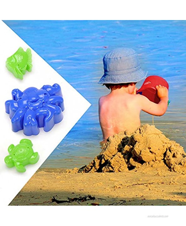Double Sand Wheel Beach Toy Set for Kids | Non-Toxic Plastic Bucket 2 Rakes 1 Shovel 1 Sifter 3 Animal Shapers | Outdoor Play Toddler Toys Water Sandbox Accessories Boy & Girl Party Gift Kit