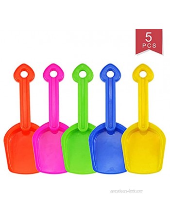 Faxco 5 Pack 7.7'' Colorful Toy Scoop,Beach Toy 5 Colors Plastic Scoop Sand Shovels Set