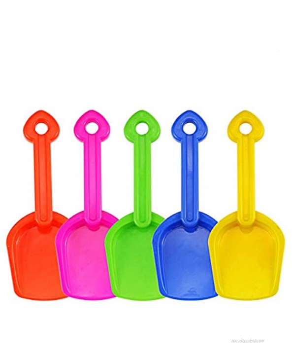 Faxco 5 Pack 7.7'' Colorful Toy Scoop,Beach Toy 5 Colors Plastic Scoop Sand Shovels Set for Kids