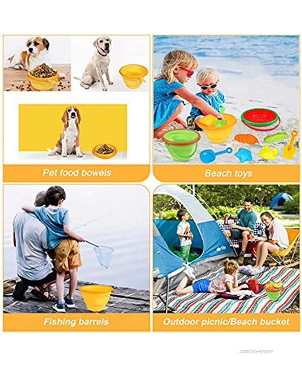 Foldable Beach Bucket Sand Toys Set Silicone Collapsible Bucket Summer Outdoor Camping and Fishing Tub with Sand Molds Shovels and Rakes for Kids Toddlers Boys Girls 2.5L 3PCS