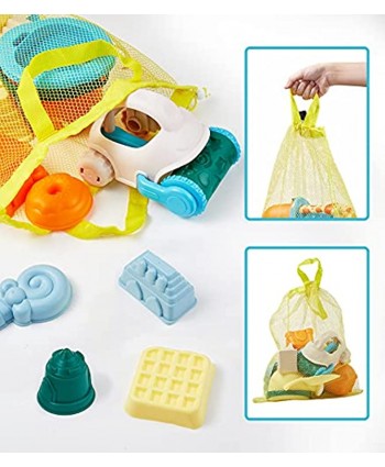 Geyiie Kids Beach Sand Toys Set 16Pcs Sand Castle Toys with Giraffe Waterwheel Beach Buggy Sand Molds Beach Bucket Shovel Rake Tool Kit and a Storage Bag Sand Toys for Toddlers Kids Outdoor Play