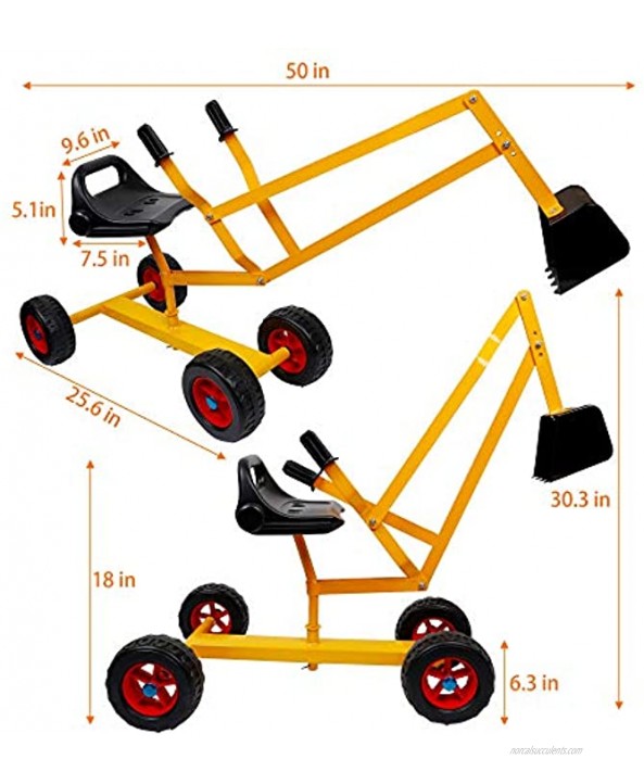 Glintoper Ride On Sand Digger with Wheels for Kids Play Toy Excavator Crane with Rotatable Seat for Sand Snow and Dirt Heavy Duty Steel Digging Toys for Boys Girls Outdoor