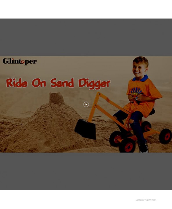 Glintoper Ride On Sand Digger with Wheels for Kids Play Toy Excavator Crane with Rotatable Seat for Sand Snow and Dirt Heavy Duty Steel Digging Toys for Boys Girls Outdoor