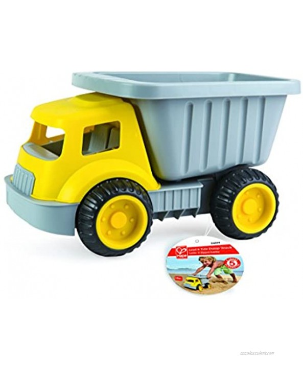 Hape Load & Tote Dump Truck Indoor Outdoor Beach Sand Toy Toys Yellow L: 14.4 W: 8.3 H: 8.9 inch